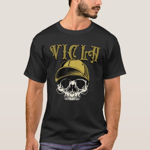 Vicla Gangster Skull Design T_Shirt