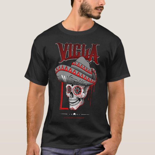 Vicla Skull Con Sombrero T_Shirt