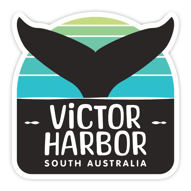 Victor Harbor, South Australia Sticker (Victor Harbor, South Australia Whale Tail Retro Arch Shaped Sticker)