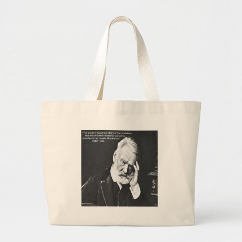Victor Hugo  Happiness Quote Gifts Tees Etc Large Tote Bag