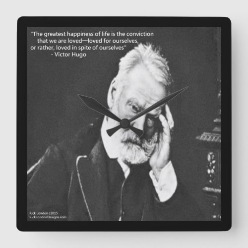 Victor Hugo  Happiness Quote Square Wall Clock