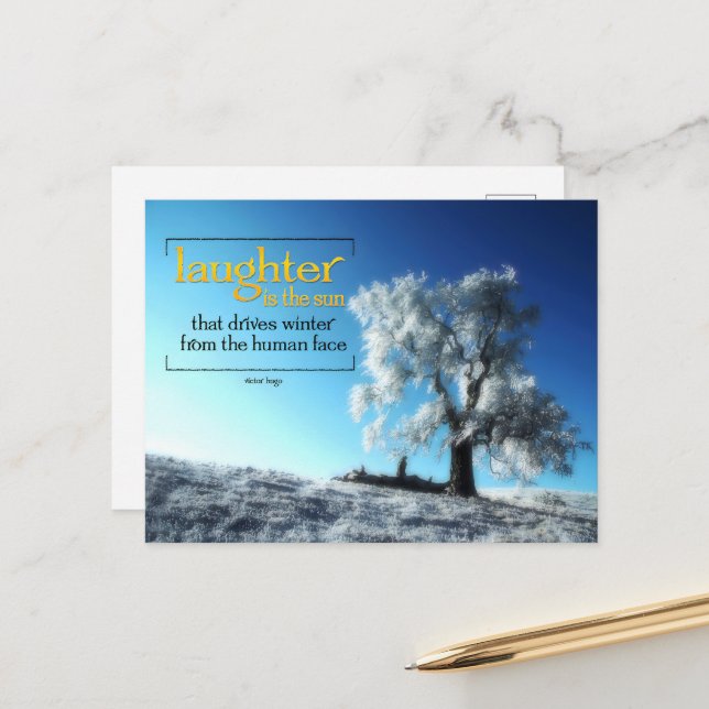 Victor Hugo Inspirational Quote "Laughter" Postcard (Front/Back In Situ)