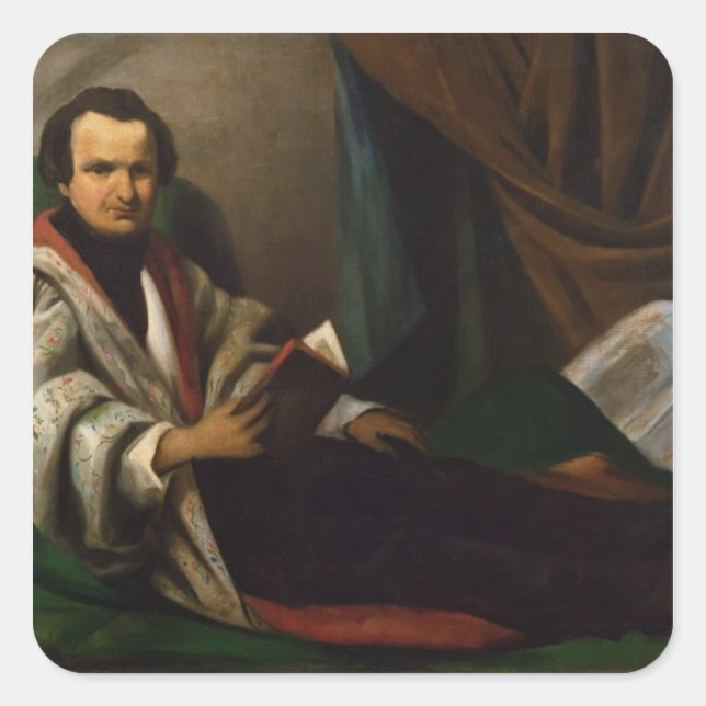 Victor Hugo  on his divan, c.1830-40 Square Sticker (Front)