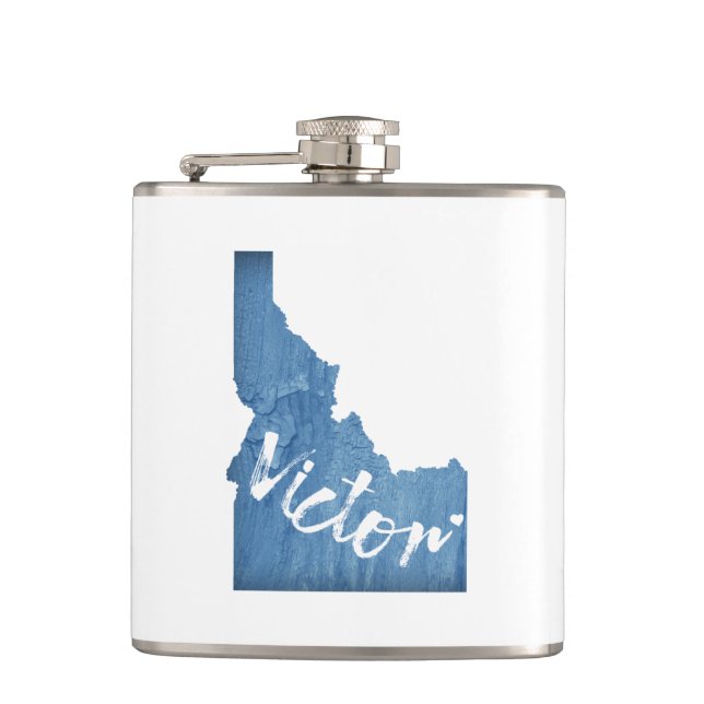 Victor Idaho Wood Grain Flask (Front)