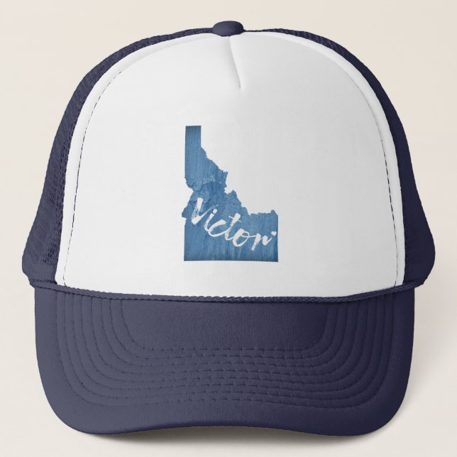 Victor Idaho Wood Grain Trucker Hat (Front)