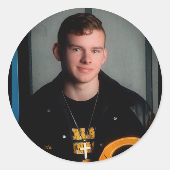 Victor Jones in his letterman jacket Classic Round Sticker (Front)