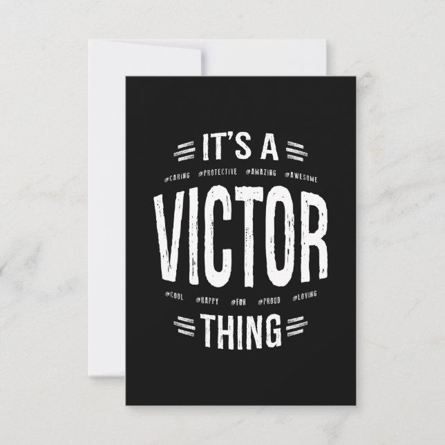 Victor Personalized Name Birthday Gift RSVP Card (Front)