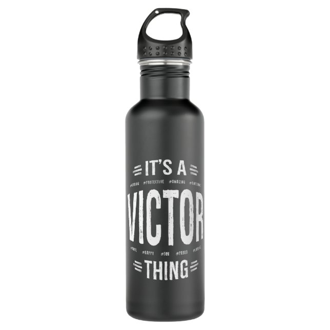 Victor Personalized Name Birthday Gift Stainless Steel Water Bottle (Front)