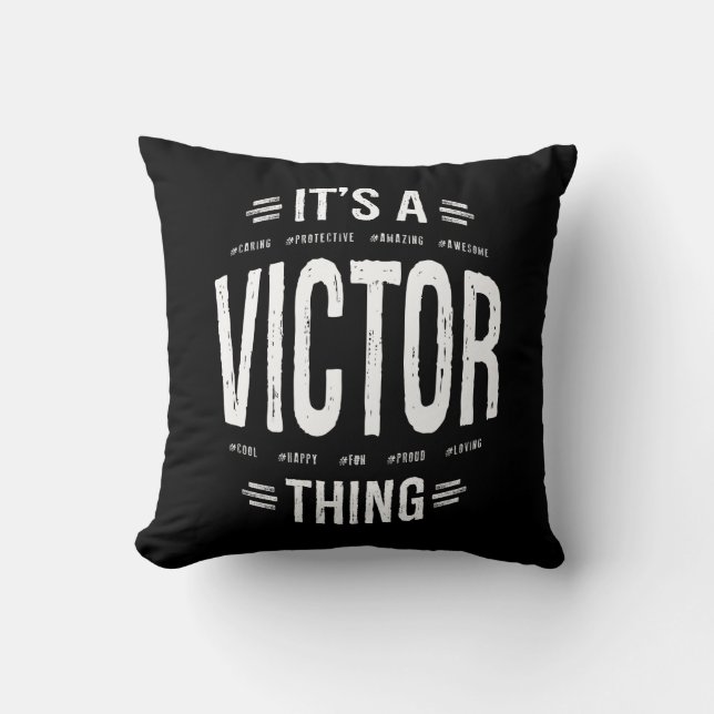 Victor Personalized Name Birthday Gift Throw Pillow (Front)