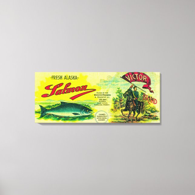 Victor Salmon Can LabelYes Bay, AK Canvas Print (Front)