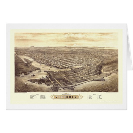 Victoria, BC, Canada Panoramic Map - 1878 Cards (Front Horizontal)