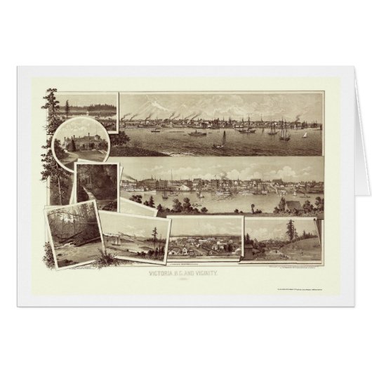 Victoria, BC, Canada Panoramic Map - 1884 Cards (Front Horizontal)