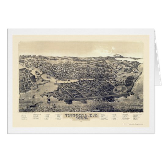 Victoria, BC, Canada Panoramic Map - 1889 Cards (Front Horizontal)