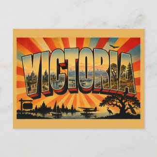 Victoria BC Harbour Mountains Garry Oak Art Postcard