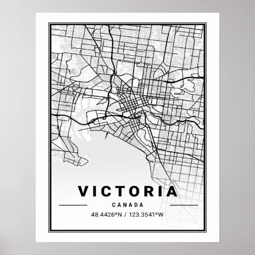 Victoria British Columbia Canada Travel City Map Poster