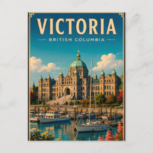 🌸 Victoria British Columbia Harbor Postcard