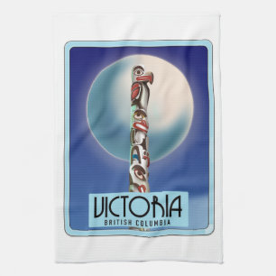Victoria British Columbia Totem Pole. Kitchen Towel