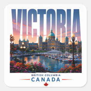 Victoria Canada Harbor Garden Travel Square Sticker
