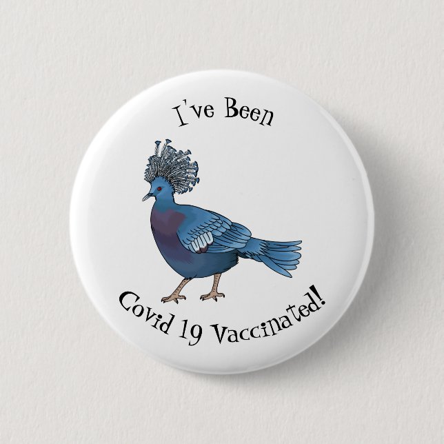 Victoria crowned pigeon bird cartoon illustration button (Front)
