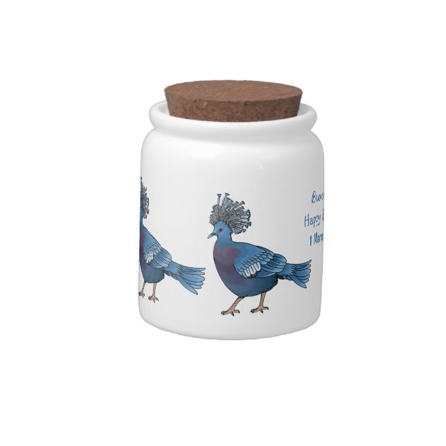 Victoria crowned pigeon bird cartoon illustration candy jar (Left)
