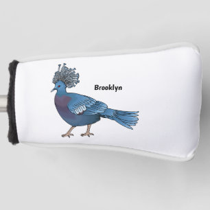 Victoria crowned pigeon bird cartoon illustration golf head cover
