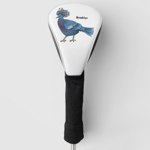 Victoria crowned pigeon bird cartoon illustration golf head cover