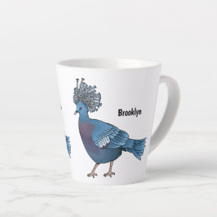 Victoria crowned pigeon bird cartoon illustration latte mug