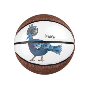 Victoria crowned pigeon bird cartoon illustration mini basketball