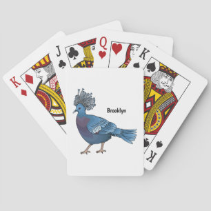 Victoria crowned pigeon bird cartoon illustration poker cards