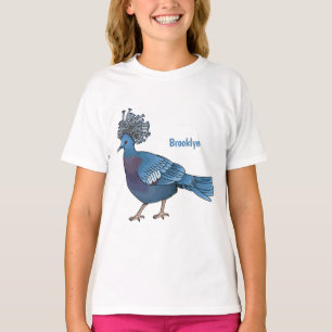 Victoria crowned pigeon bird cartoon illustration T-Shirt