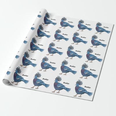 Victoria crowned pigeon bird cartoon illustration  wrapping paper