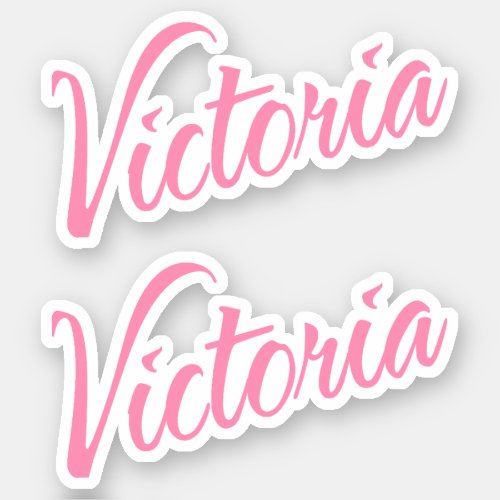 Victoria Decorative Name in Pink x2 Sticker
