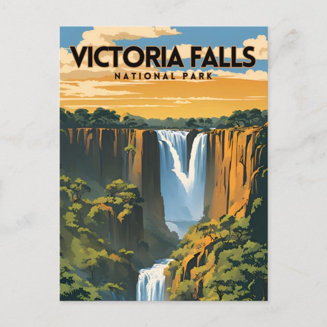 Victoria Falls National Park Travel Poster Postcard (Front)