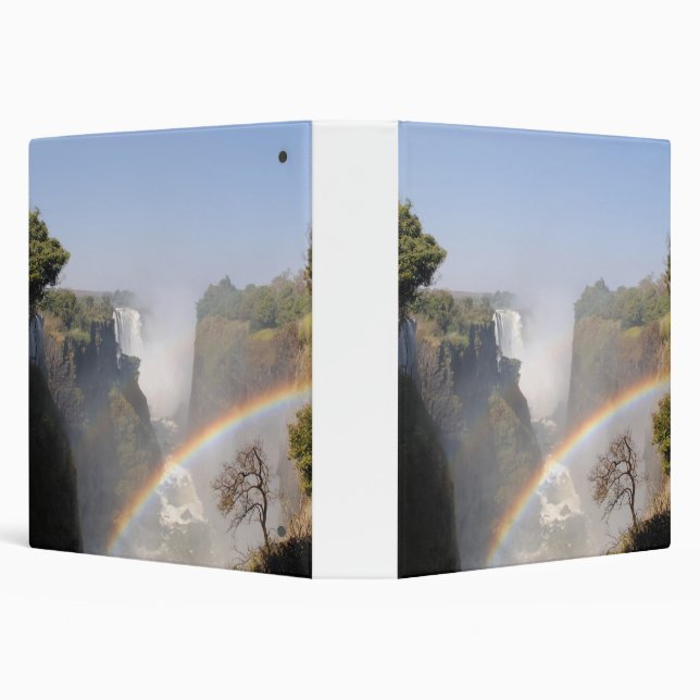 Victoria Falls Rainbow Waterfall Photo 3 Ring Binder (Background)