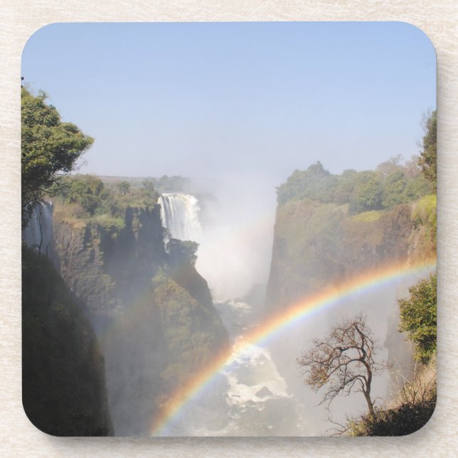 Victoria Falls Rainbow Waterfall Photo Beverage Coaster (Front)