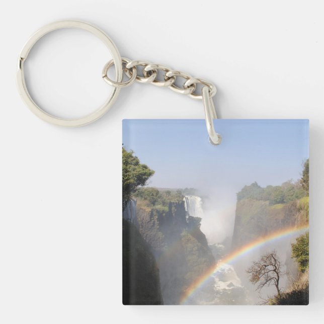 Victoria Falls Rainbow Waterfall Photo Keychain (Front)