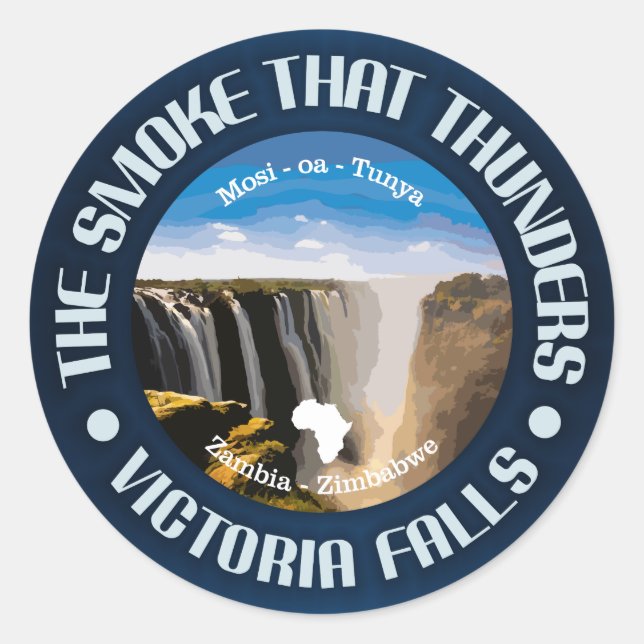Victoria Falls (rd) Classic Round Sticker (Front)