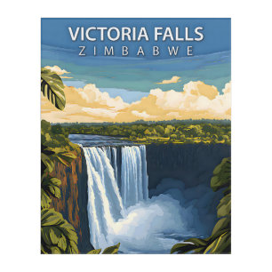 Victoria Falls – Retro Travel Poster of Zimbabwe Acrylic Print