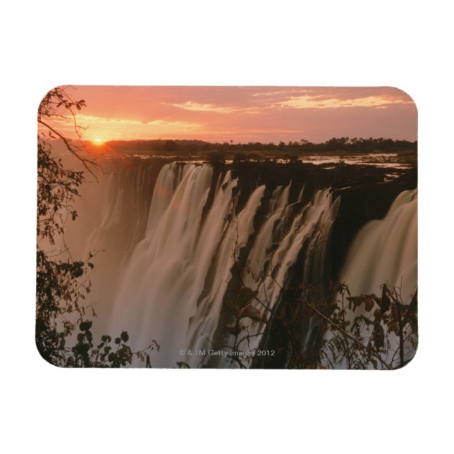 Victoria Falls with sun on horizon, Victoria Magnet (Horizontal)