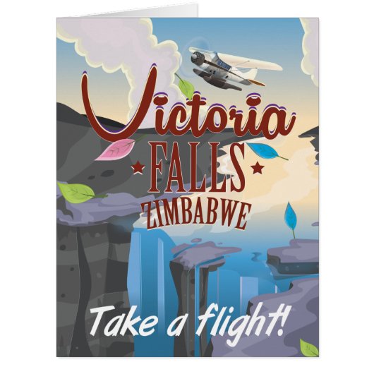 Victoria Falls Zimbabwe cartoon poster Cards (Front)