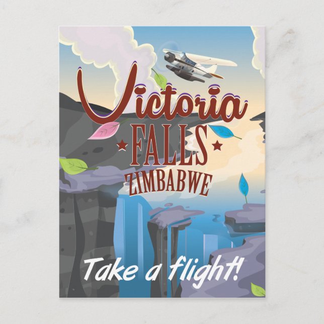 Victoria Falls Zimbabwe cartoon poster Postcard (Front)