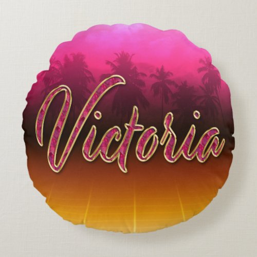 Victoria First Name Golden pink cushion