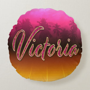 Victoria first name name golden pink cushion