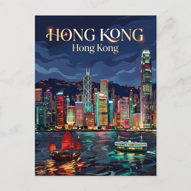 Victoria Harbour Hong Kong Postcard (Front)