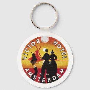 Victoria Hotel Amsterdam Vintage Lable Keychain