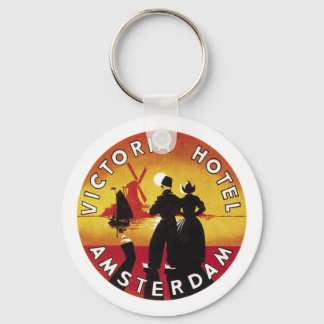 Victoria Hotel Amsterdam Vintage Lable Keychain