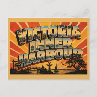 Victoria Inner Harbour Waterfront Mountains Art Postcard