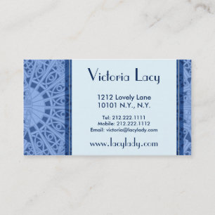 Victoria Lacy Blue Art Nouveau Lace Business Cards