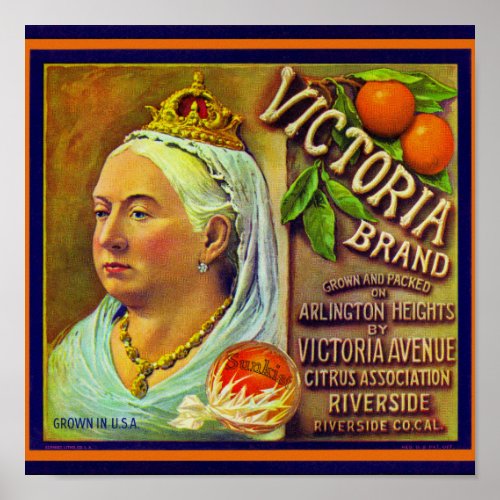 Victoria Oranges packing label Poster