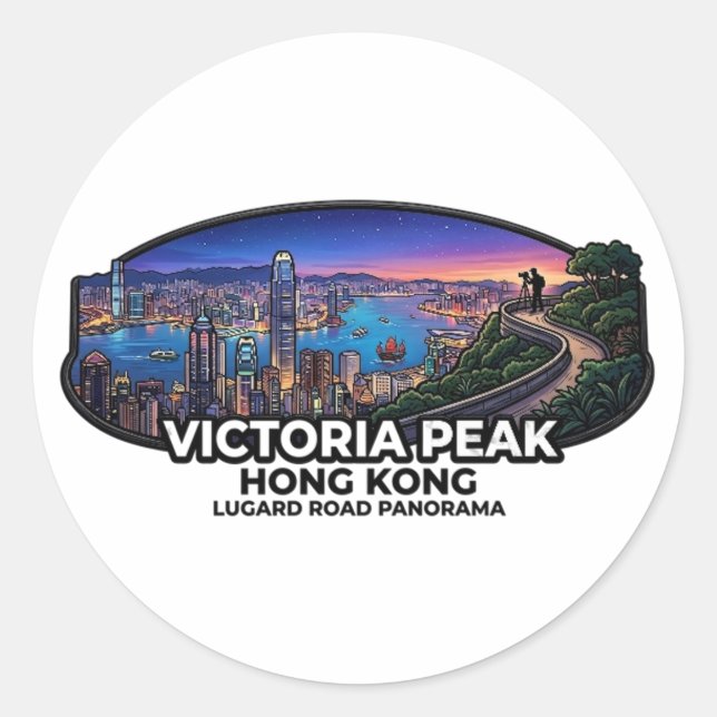 VICTORIA PEAK HONG KONG CLASSIC ROUND STICKER (Front)